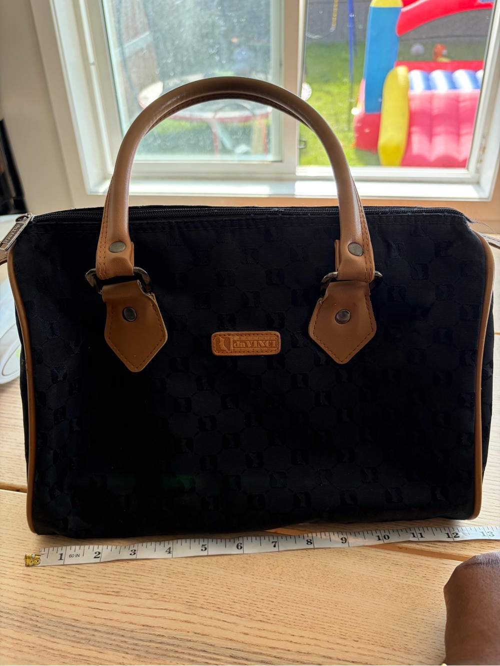 DaVinci Black and Tan Structured Satchel